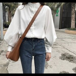 White button-down blouse